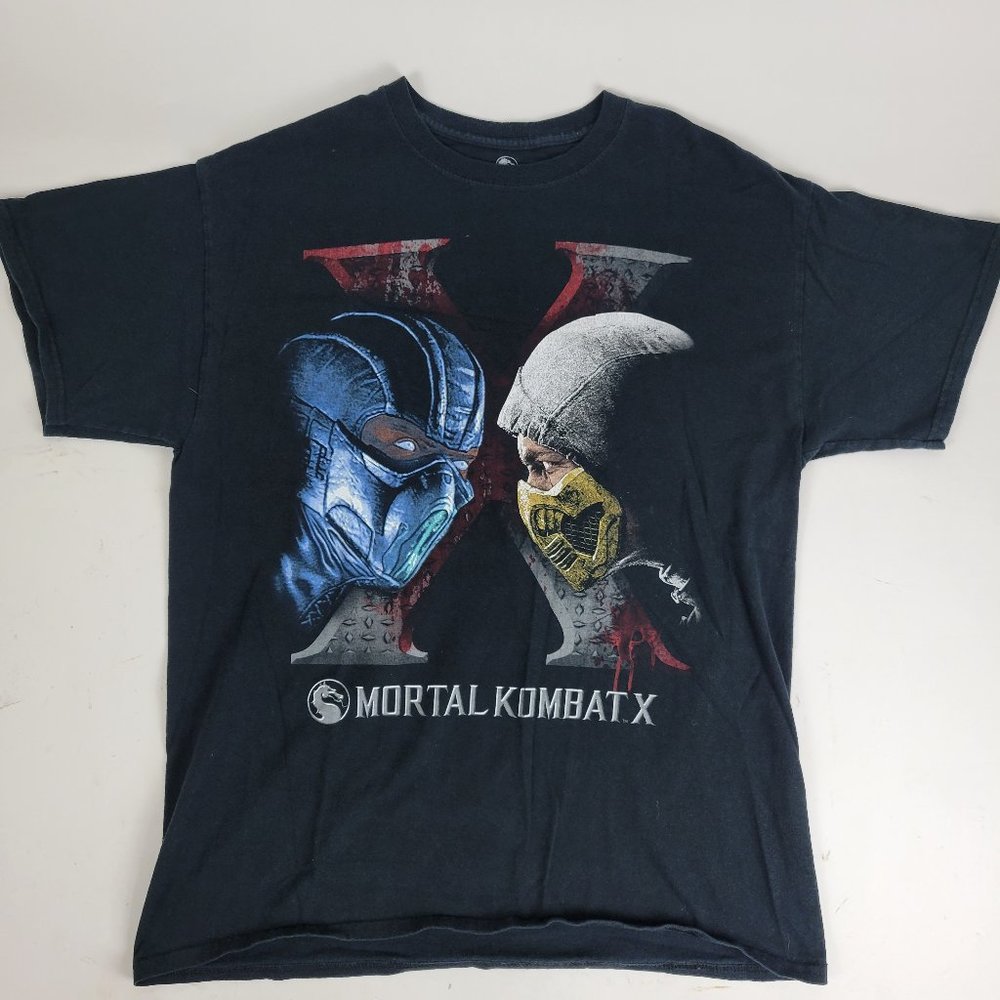 VTG Mortal Kombat X T-Shirt Black  Men’s Size Large L - Huge Graphic Video Game